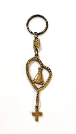 CHAVEIRO METAL TER�O NOSSA SENHORA APARECIDA OURO VELHO 