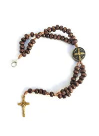 TER�O DE PULSO MADEIRA  MEDALHA E CRUZ DE S�O BENTO  
