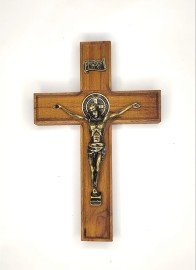 CRUCIFIXO MADEIRA P/ PAREDE SO BENTO 12,5 CM