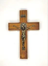 CRUCIFIXO MADEIRA P/ PAREDE S�O BENTO 12,5 CM