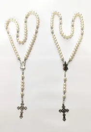 Ter�o Perola 8mm Branco Aparecida Medalha Imagem 