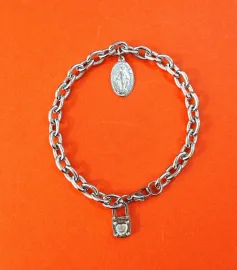 Cadeia em A�o Inox da Consagra��o a Nossa Senhora 21cm com Medalha e Cadeado G1