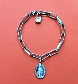 Cadeia em A�o Inox da Consagra��o a Nossa Senhora 21cm com Medalha e Cadeado GG