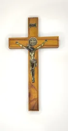 CRUCIFIXO MADEIRA P/PAREDE S�O BENTO 18CM