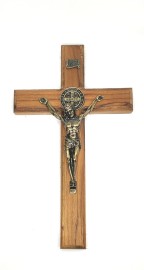 CRUCIFIXO MADEIRA P/ PAREDE SO BENTO 25 CM