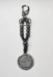 CHAVEIRO DEZENA HEMATITA DUAS CRUZES M