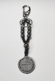 CHAVEIRO DEZENA HEMATITA DUAS CRUZES M