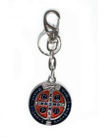 CHAVEIRO METAL  MEDALHA DE SO BENTO 2,0 CM E MOSQUETE