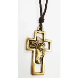 Cruz metal Fa�e de  cristo com cord�o 06 unidades