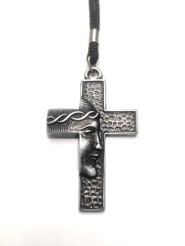 Cordo Com Cruz de Metal Face de Cristo Para pescoo 6,5 x 4 cm c/ 03 Unidades